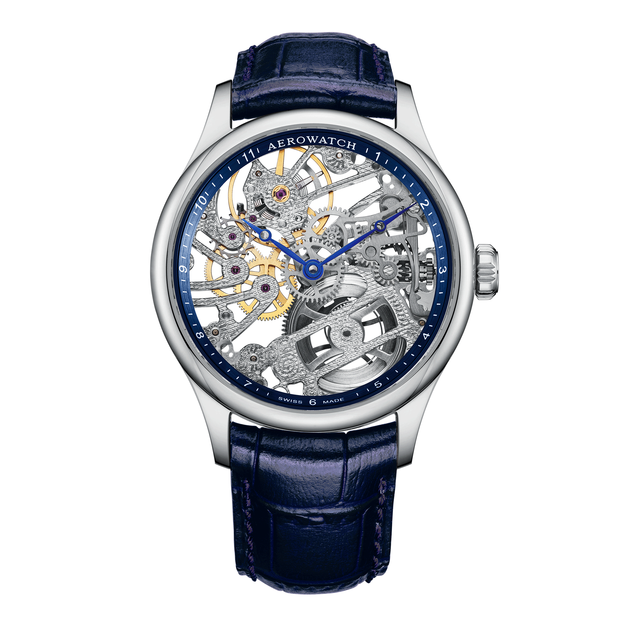 herrenuhr, armbanuhr, skeleton, skelettiert, uhr, herrenarmbanuhr, mechanisch, handaufzug, zeitmesser, chronometrie, aerotwatch, manufaktur, swissmade, juwelier, uhrmacher, uhrwerk, jura, zurich, schweiz